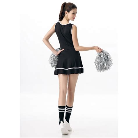 Costume Pom Pom Girl Noire Deguisement Femme Adulte