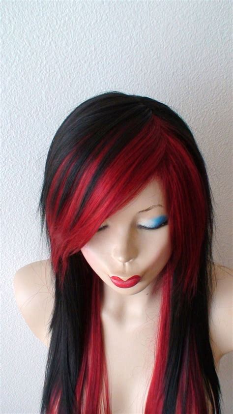 Black Wine Red Scene Wig Emo Wig Scene Hair Emo Hair Long Etsy
