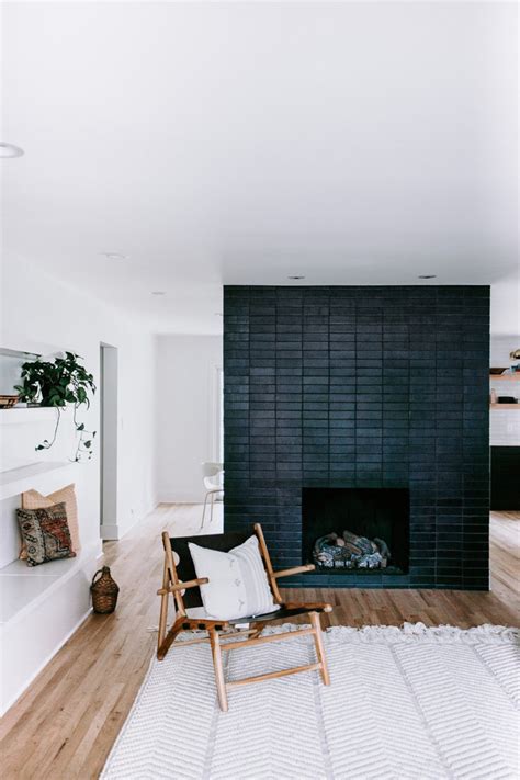 Modern Black Brick Fireplace Surround Fireclay Tile