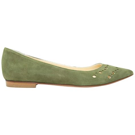 Butter Olive Green Suede Pointed Toe Flats For Sale At 1stdibs Green