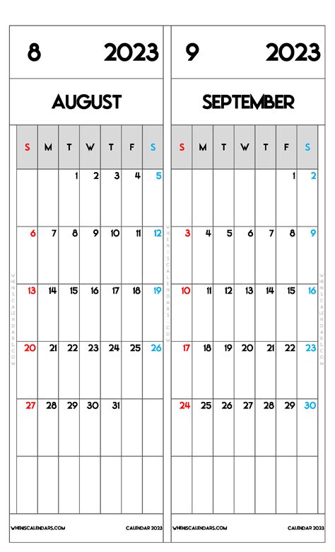 Download Printable August And September 2023 Calendar Pdf Png