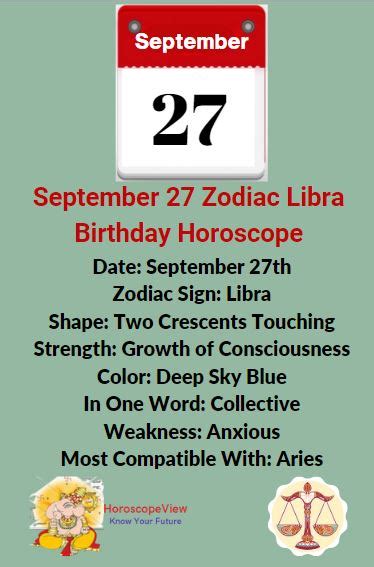 September 27 Zodiac Libra Birthday Horoscope