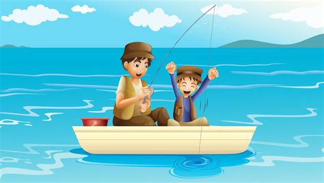 Un Padre Y Un Hijo Pescando 525199 Vector En Vecteezy