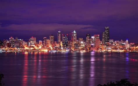 Seattle Skyline At Night View 4k Hd World 4k Wallpape