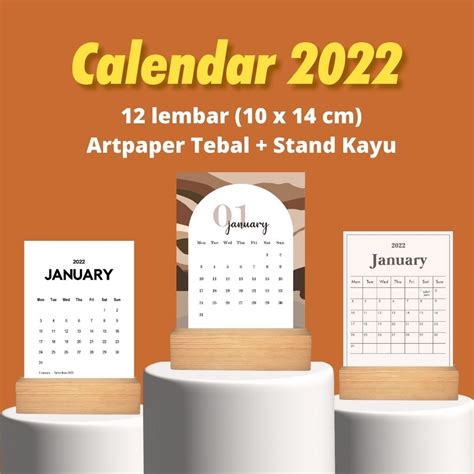 Jual Calendar Aesthetic 2022 Calendar Wooden 2022 Kalender Meja