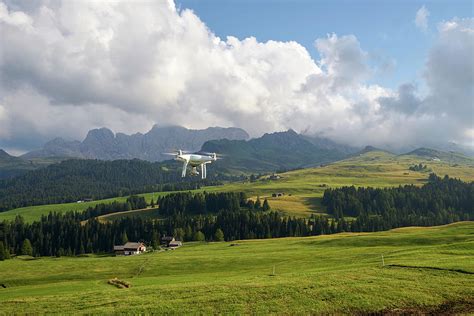 Drone Dji Phantom 4 Pro On The Sassolungo Mountains On The Italian Alps