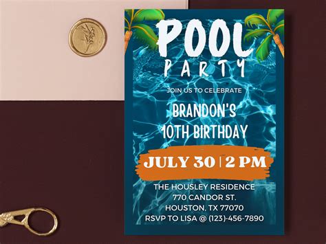 Pool Party Invite Template Swimming Pool Party Pool Party Etsy