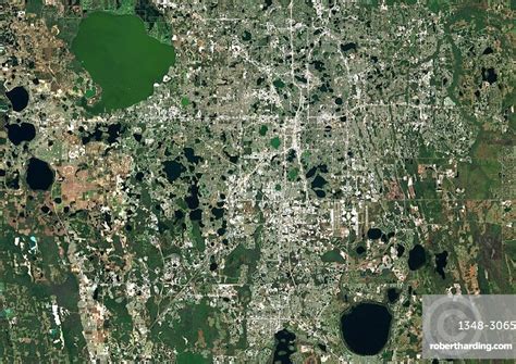 Color Satellite Image Of Orlando Stock Photo