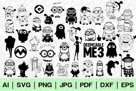 35 Despicable Me Svg Minions Silhouette Bundle Kit Instant Etsy