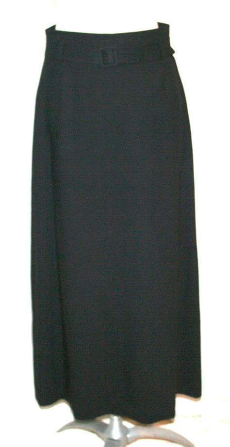 banana republic black wool belted a line long skirt womens skirt solid skirt black wool