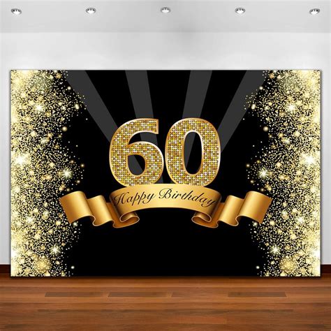 60th Birthday Backdrop Bokeh Glitter Gold Sixty Photo Uk