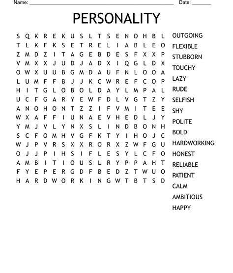 Personality Word Search Wordmint