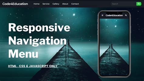 Responsive Navbar With Search Box In HTML CSS JS Code Education