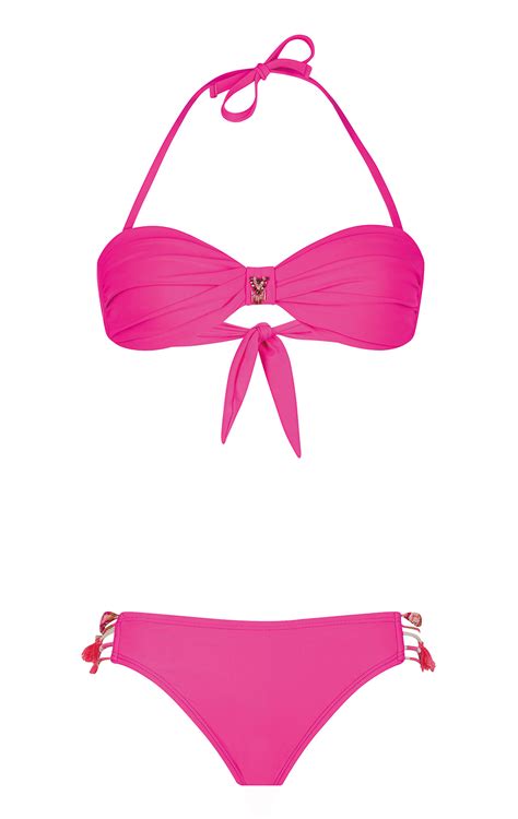 Pink Twisted Bikini With Brazilian Ties Uniswim Pink