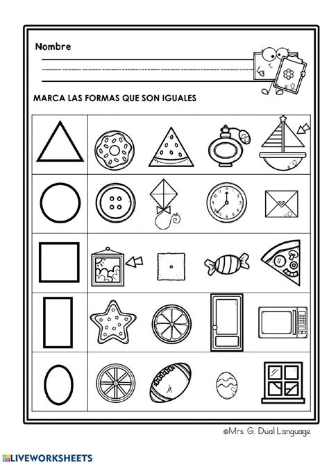 Formas Geométricas Ficha Interactiva Shapes Worksheet Kindergarten
