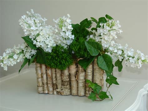 Birch Bark Wood Vases Flower Pot Rustic White Lilac Baskets