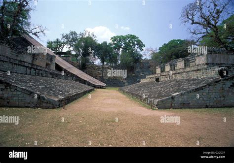 Ball Court In Copan Ruins An Archaeological Site Of The Maya