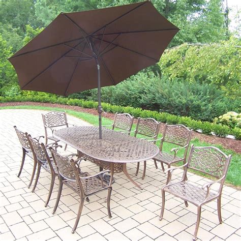 Oakland Living Mississippi Cast Aluminum 8 Person Patio Dining Set With