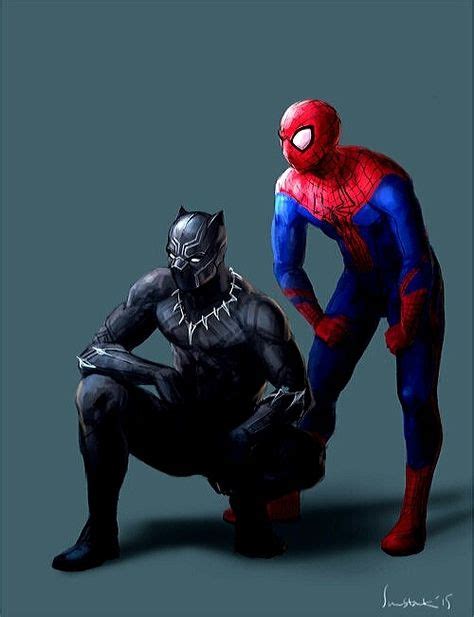 Black Panther And Spider Man Pantera Negra Super Héroe Heroe