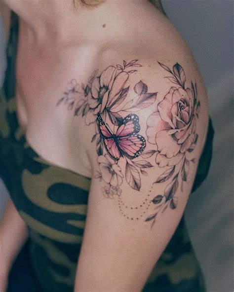 Gorgeous And Exclusive Shoulder Floral Tattoo Designs You Dream To