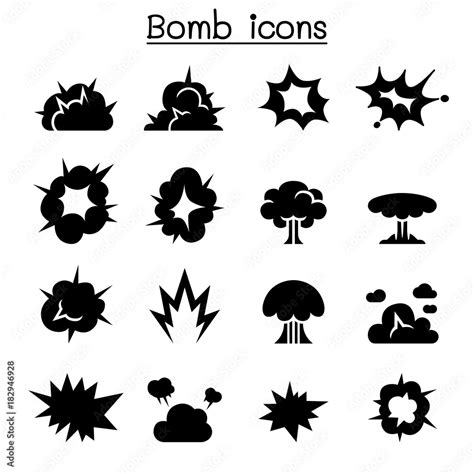Bomb And Explosion Icon Set Vector Illustration Graphic Design Stock