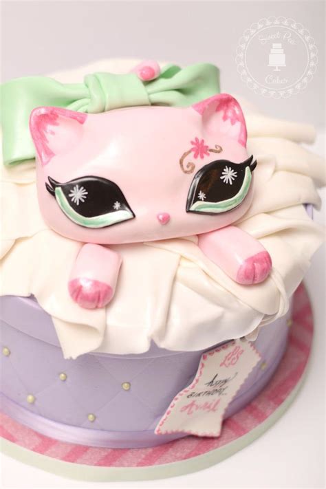 Fondant Littlest Pet Shop Pink Kitty Lps Cake Topper Etsy Lps Cakes