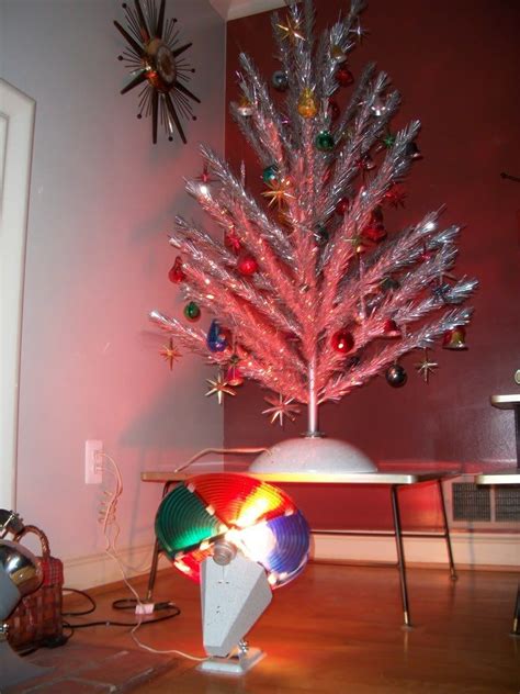 Vintage Silver Christmas Tree With Color Wheel