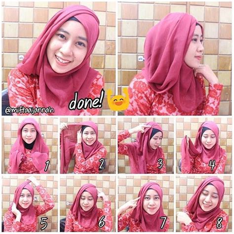 tutorial hijab wisuda simple segi empat jilbab gucci