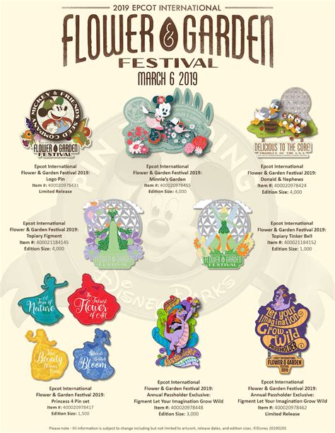 Festival Exclusive Pins For Epcots 2019 Flower And Garden Festival