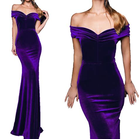 Lp5502 Long Mermaid Velvet Evening Dresses 2022 Off The Shoulder Forma