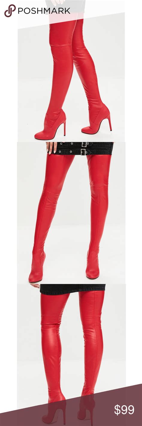 missguided thigh high over the knee red boots sz10 red boots thigh highs over the knee