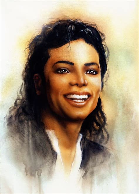 A Portrait Of Smiling Michael Jackson In Airbrush Painting By Jozef