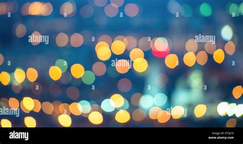 Abstract Blue Circular Bokeh Background City Lights Instagram Toned