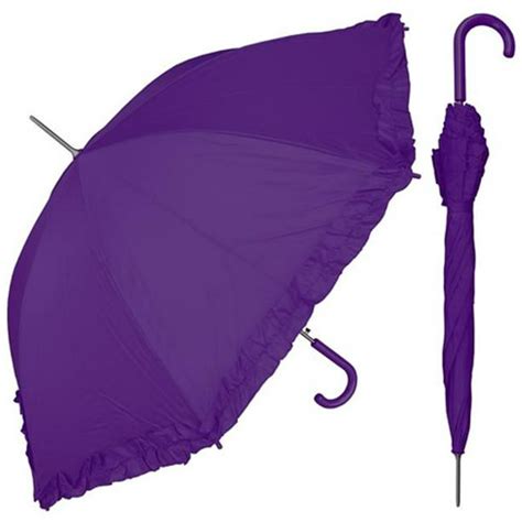 Rainstoppers Rainstoppers S010pu 48 In Auto Open Purple Parasol Umbrella With Ruffle 6 Piece