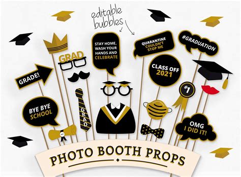 Graduation Photo Booth Props Quarantined Graduation Etsy