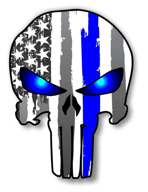 Punisher Skull Police Blue Line Us Flag Vinyl Decal American Etsy
