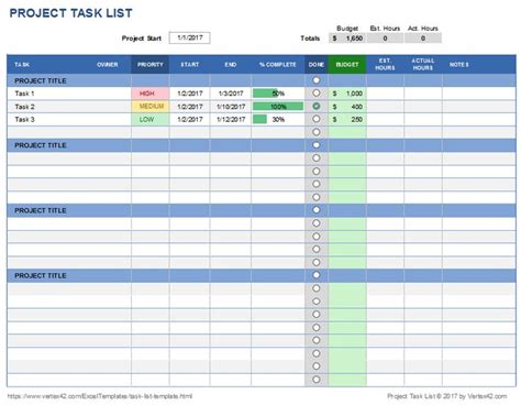 Excel Task List Templates Excel Templates Project Management Task