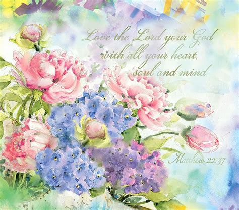 Watercolor Painting Of Flowers With Bible Verse On The Back Ground And