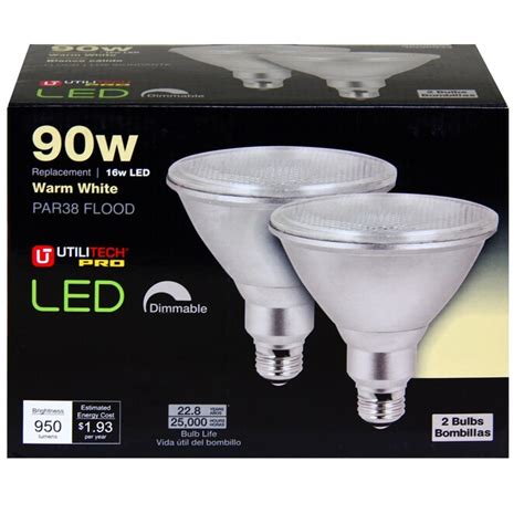 Utilitech 2 Pack 90w Equivalent Dimmable Warm White Par38 Led Flood