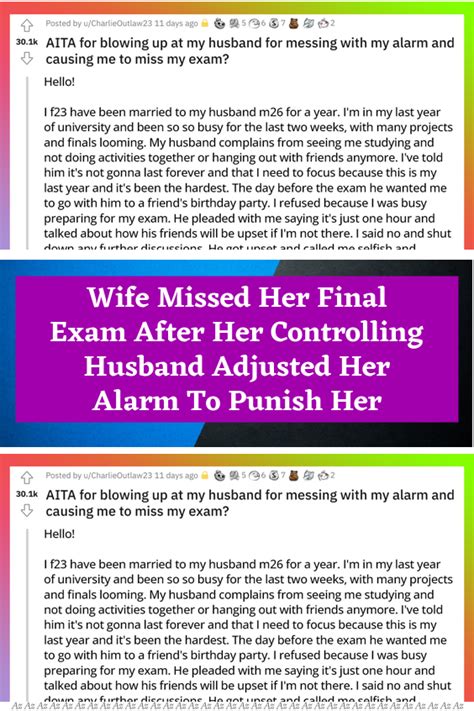 wife missed her final exam after her controlling husband adjusted her alarm to punish her artofit