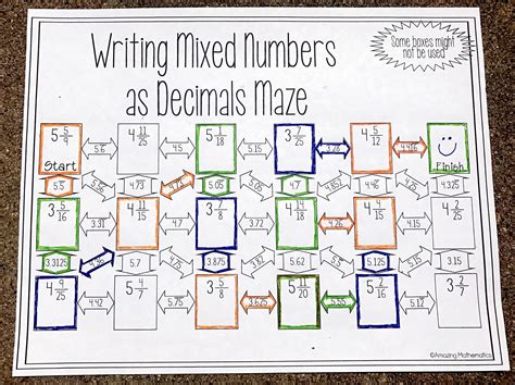 Converting Mixed Numbers To Decimals Worksheet With Answers