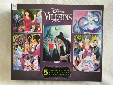 Disney Villains 5 Jigsaw Puzzle Set Ursula Evil Queen Maleficent Jafar