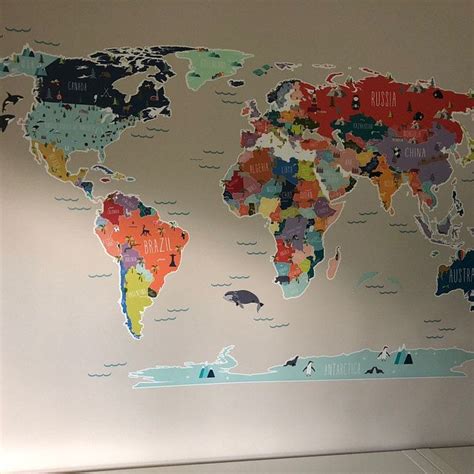 Wall Decal World Map Interactive Map Wall Sticker Room Etsy Wall
