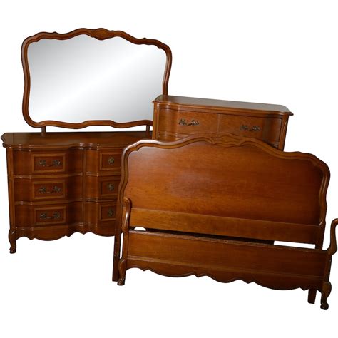 Vintage French Provincial Cherry Bedroom Set By Bassett Ebth
