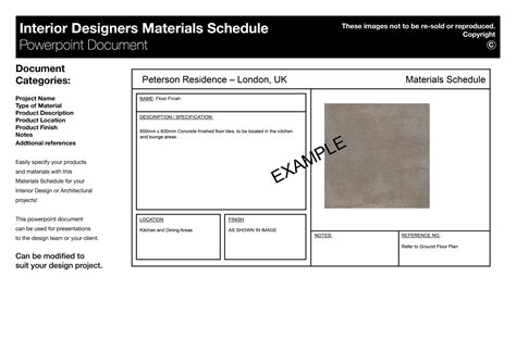 Interior Designer Materials Product Schedule Editable Etsy