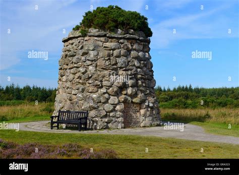 Memorial Cairn At Culloden Battlefield Site On Culloden Moor Near