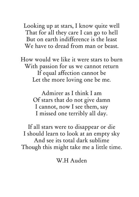 The More Loving One Wh Auden Looking Up At Stars I Know Quite