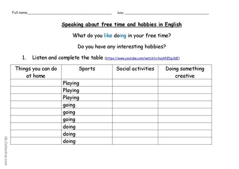 Hobbies Discussion Starters Speakin English Esl Worksheets Pdf And Doc