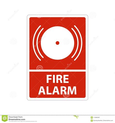 Emergency Fire Alarm Sign Cartoon Vector 115882067