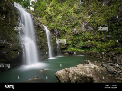 Secret Waterfall Deep In The Jungles Of Maui In Hawaii Stock Photo Alamy